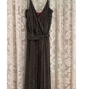 Jennifer Lopez Jumpsuit Maxi Pants Wrap Top Metallic‎ sparkle Sleeveless Party L